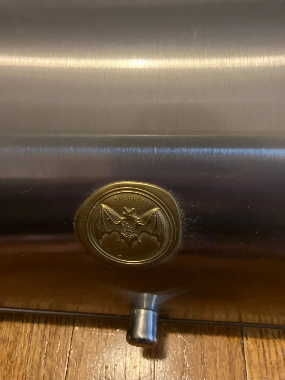 Stainless Steel Roll-Top Bread Box with Decorative Emblem bacardi rum Vintage